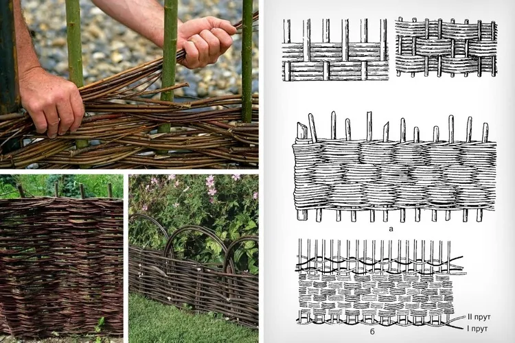 техника пленения забора из веток