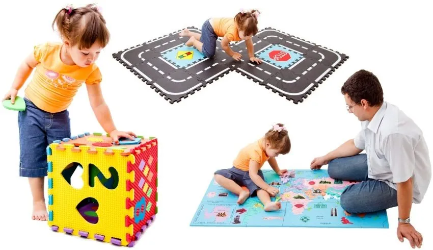 Мягкий коврик легко разбирается, ребенок по своему желанию сможет сам создавать из него различные игровые элементы