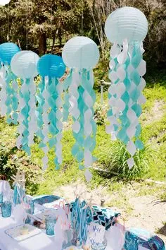 Ocean Birthday Party, Birthday Party Themes, 2nd Birthday, Fish Party Decorations, Mermaid Birthday Party Decorations Diy, Beach Birthday Cake, Octonauts Birthday Party