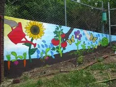 Garden Mural, Garden Wall, Mural Art, Wall Murals, Wall Art, Garden Projects, Art Projects, Computer Sketch, Deco Fruit