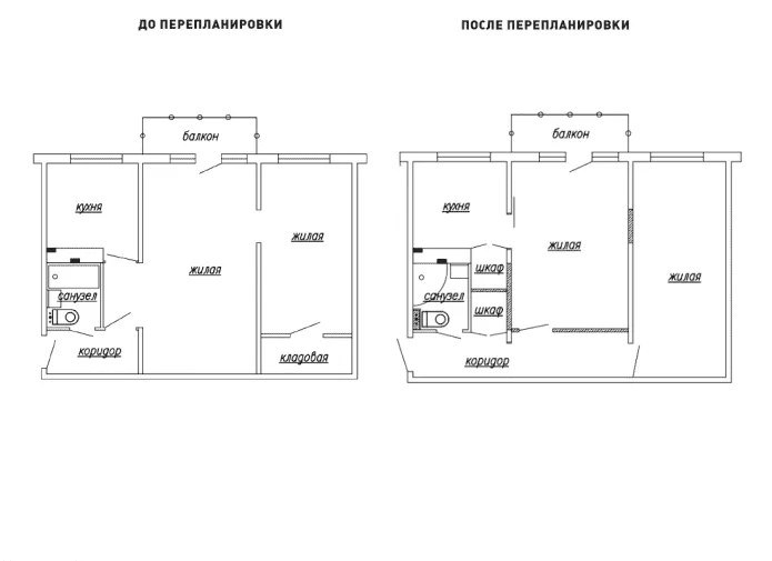 перепланировка двухкомнатной квартиры хрущевки