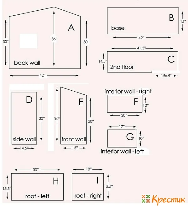 Домик для барби чертеж