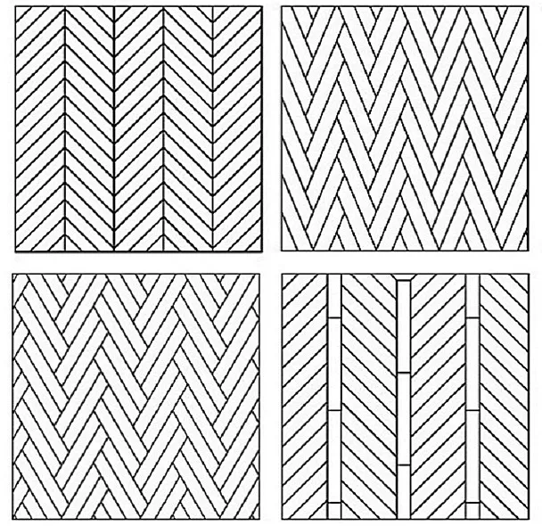 Еще несколько вариантов укладки паркета «елочкой»