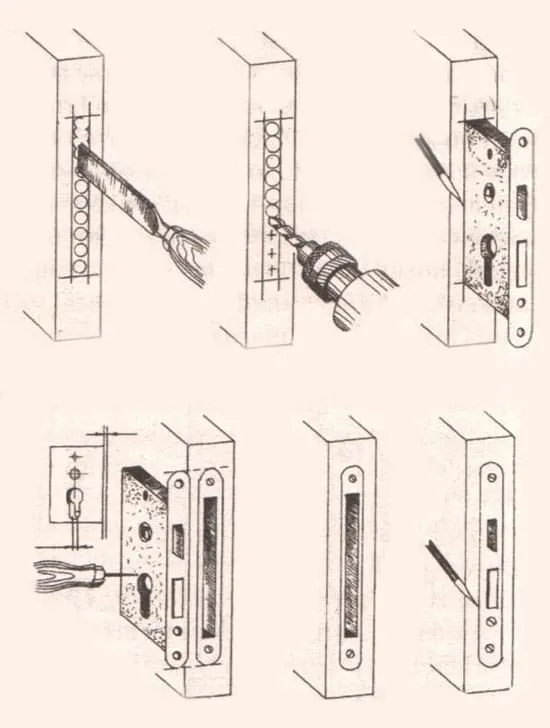 Shema ustanovki vreznogo zamka