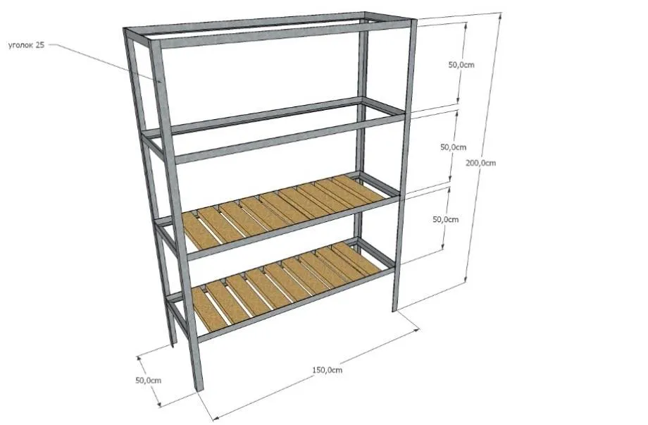 Чертёж стеллажа