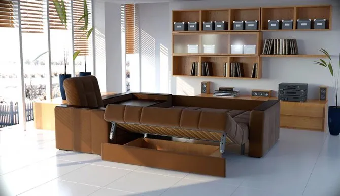 В угловом диване «Аккордеон» ширина спального места соответствует длине собранной конструкции