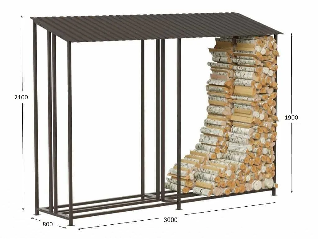 Уличный металлический дровник КУБ 3+2