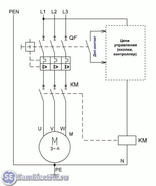 Схема подключения пускателя с управлением от контроллера. ПРАКТИЧЕСКАЯ СХЕМА