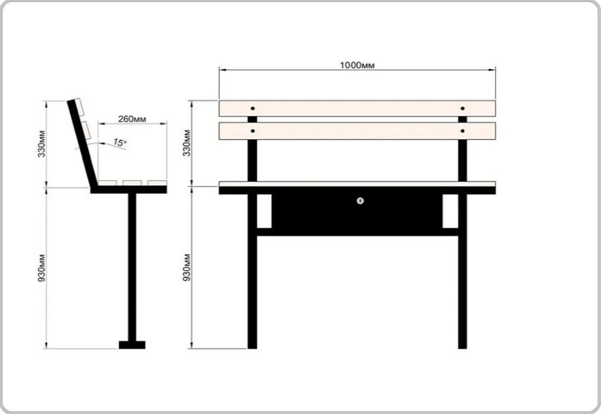 Чертеж лавочки со спинкой своими руками