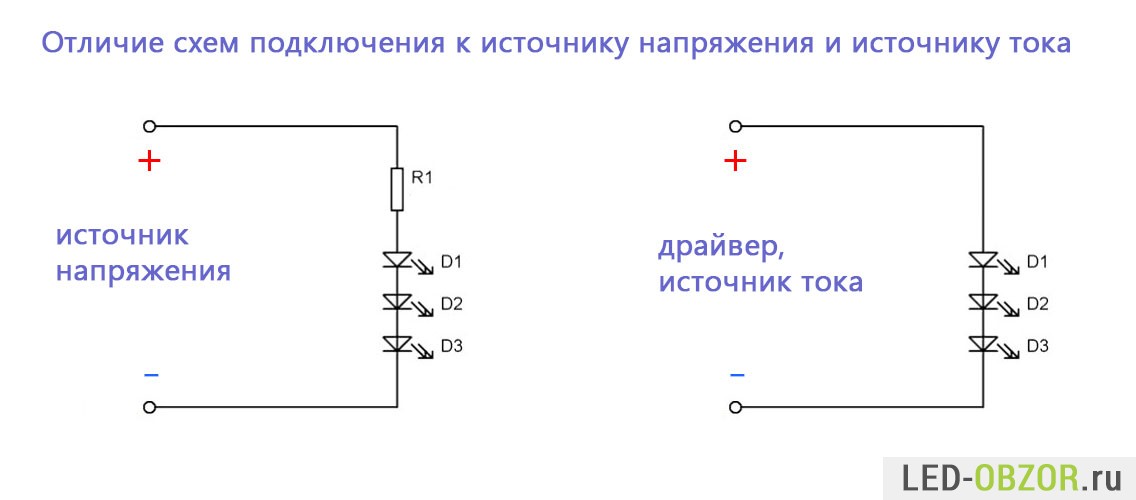 Схемы подключения светодиодов к 220В и 12В