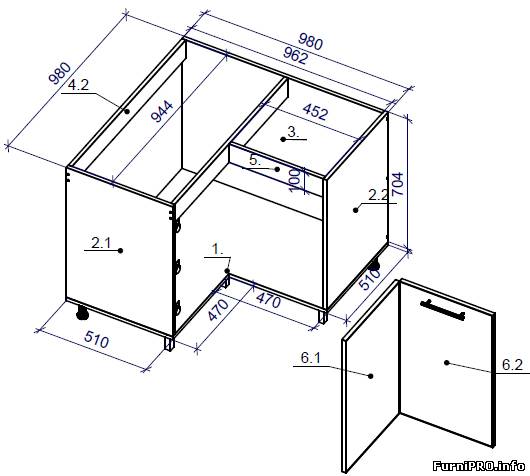 Угловая тумба под мойку для кухни