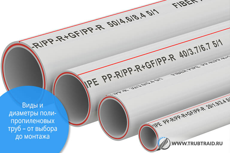 Диаметры полипропиленовых труб
