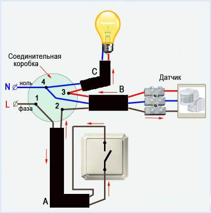 5 схем подключения датчика движения