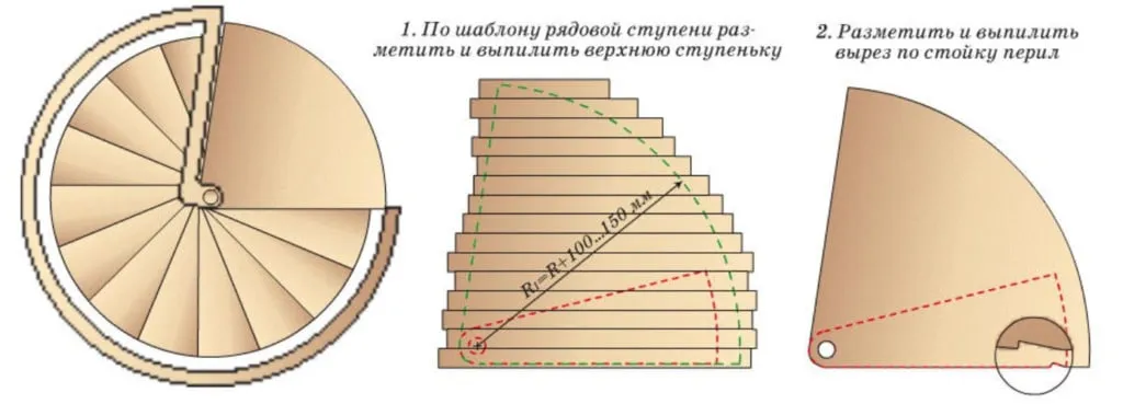 Верхняя ступень винтовой лестницы