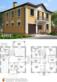 Проект дома A-211-2 (3/6) Проект классического двухэтажного дома с гаражом от Houses100, площадью 212м2 Beautiful House Plans, Beautiful Homes, Space Nasa