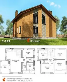 Проект дома C-133 (6/6) Проект дома с мансардой от Houses100, площадью 133м2