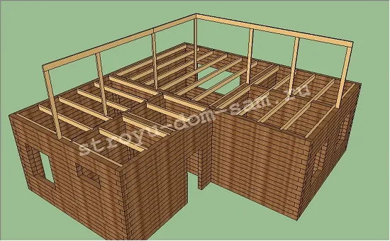 стойки и конек Г-образной крыши