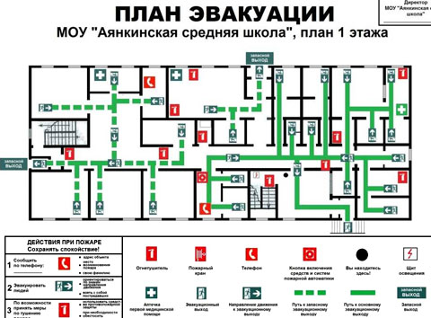 План эвакуации школы при пожаре