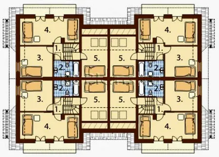 планировка таунхауса на 4 семьи