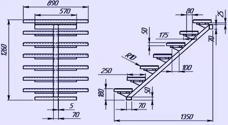 чертеж металлической лестницы