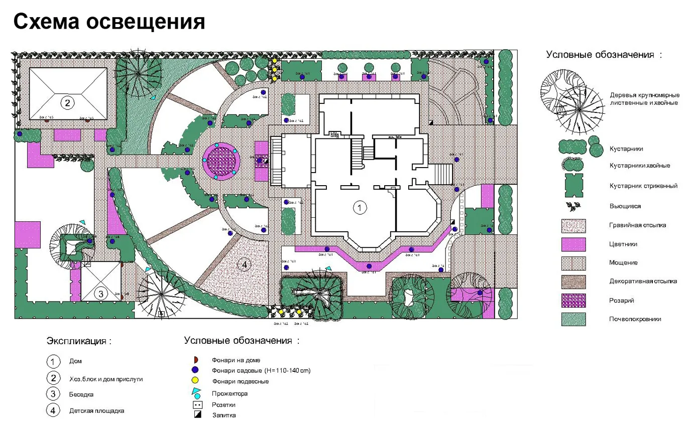 схема освещения участка