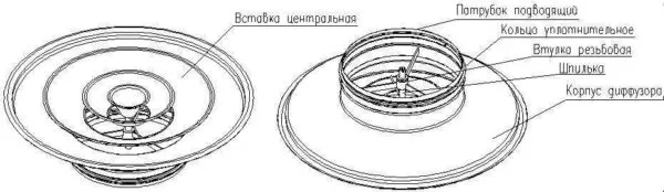 Одна из конструкций регулируемого круглого диффузора