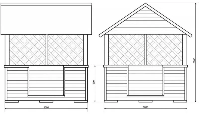 Чертеж с размерами квадратной беседки из дерева
