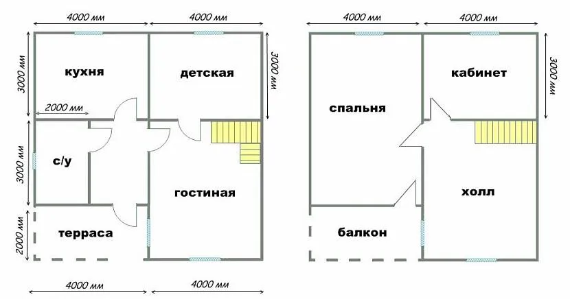 Планировка дома с совместным санузлом