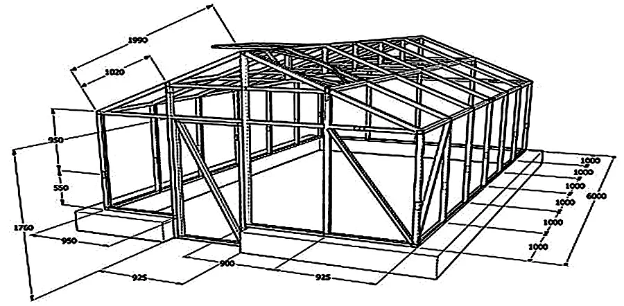 Каркас двускатной теплицы и её основные размеры