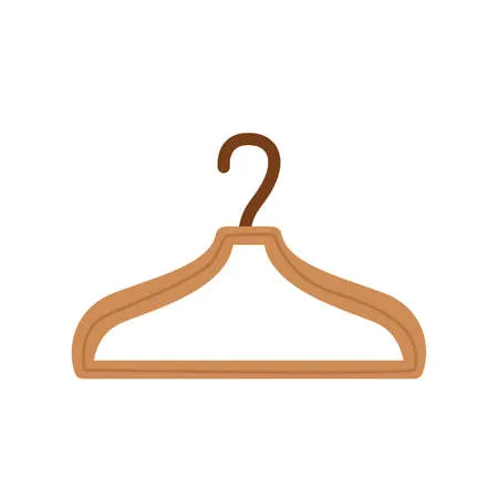 Vector picture of wooden hanger on white background. Фото со стока