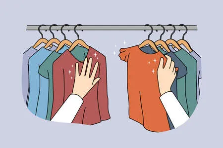 Person shopping for clothes in boutique Векторная Иллюстрация