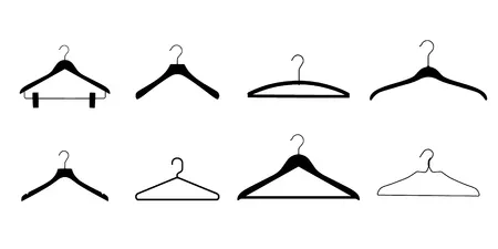 Plastic and metal wire coat hangers, clothes hanger on a white background