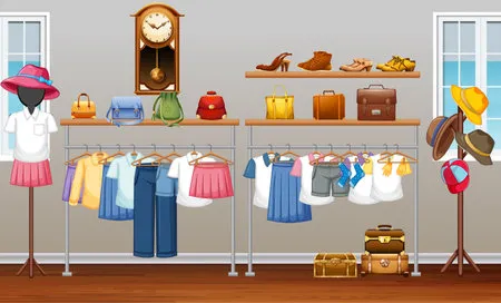 Interior design of dressing room background illustration