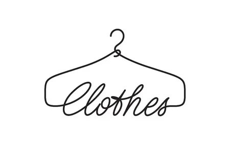 Creative clothes logo design. vector sign with lettering and hanger symbol Фото со стока