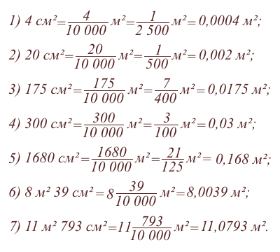 квадратные сантиметры в квадратные