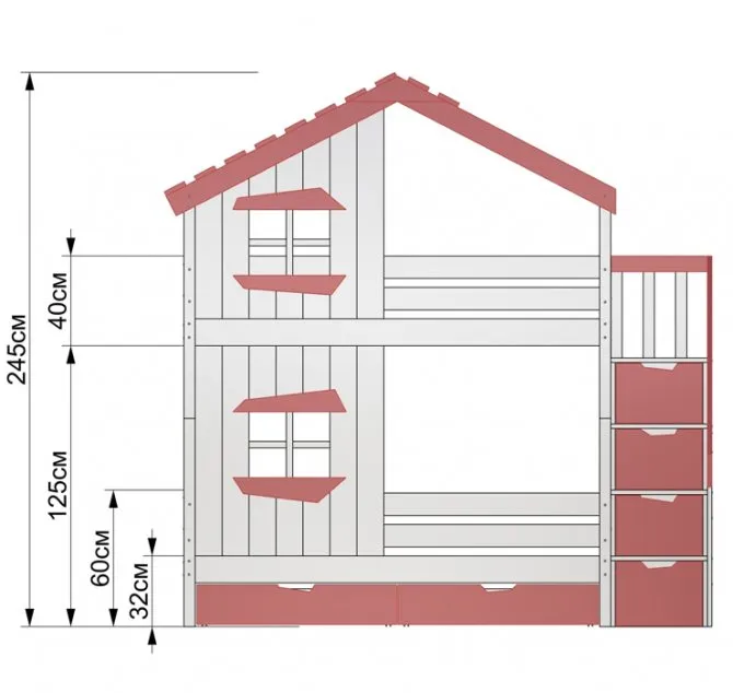 Двухъярусная кровать домик 3