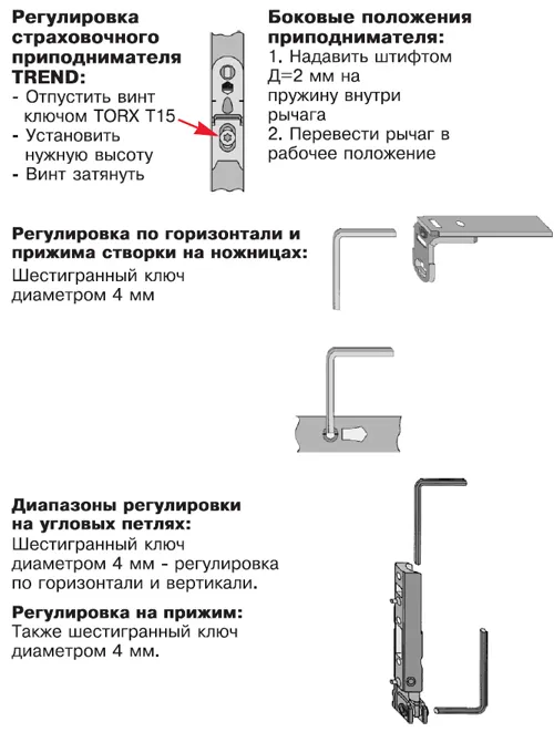 Регулировка фурнитуры окна Maco