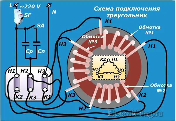 Схема подключения треугольник