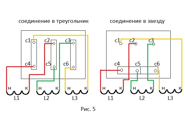 Схемы подключения трехфазного электродвигателя