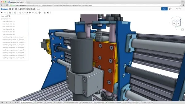 Рабочее окно сервиса Onshape