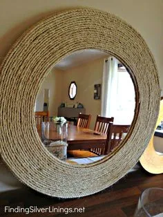 Ручная работа Rope Mirror, Diy Mirror, Mirror Ideas, Mirror Trim, Wall Mirrors, Diy Home Crafts, Jute Crafts