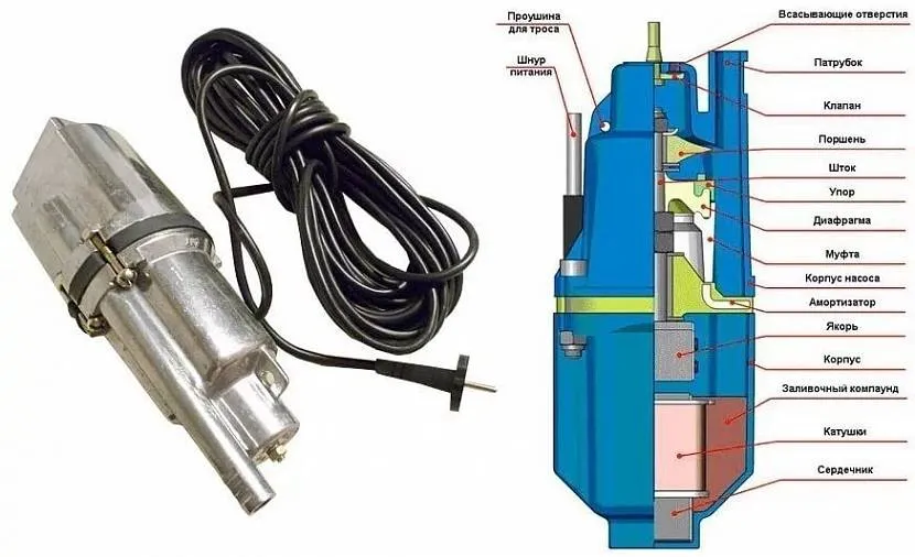 насос вибрационный погружной с нижним забором воды