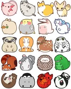 Апрdecoration Cute Doodles, Fat Animals, Chibi, Baby Drawing, Funny Illustration