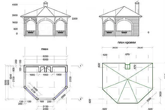 Чертежи беседок-столовых с мангалом