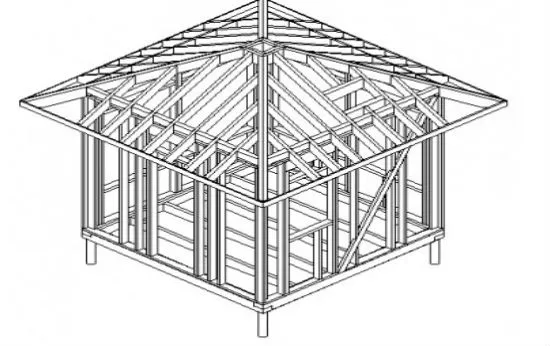 Беседка под четырехскатной крышей