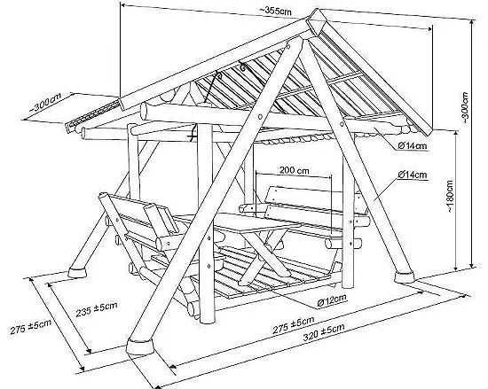 Чертеж беседки из бревна