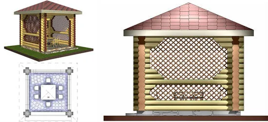 Схема беседки в русском стиле
