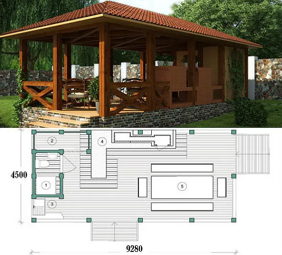 Беседка с мангалом и санузлом