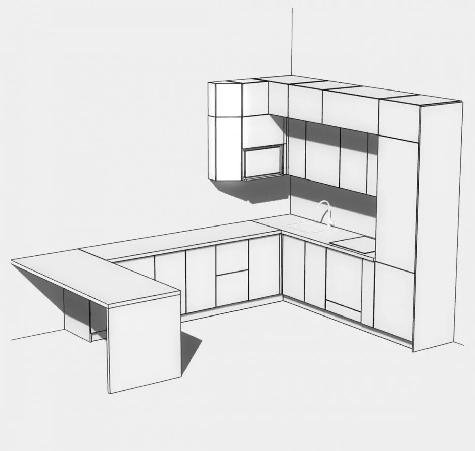 Проект кухни угловой