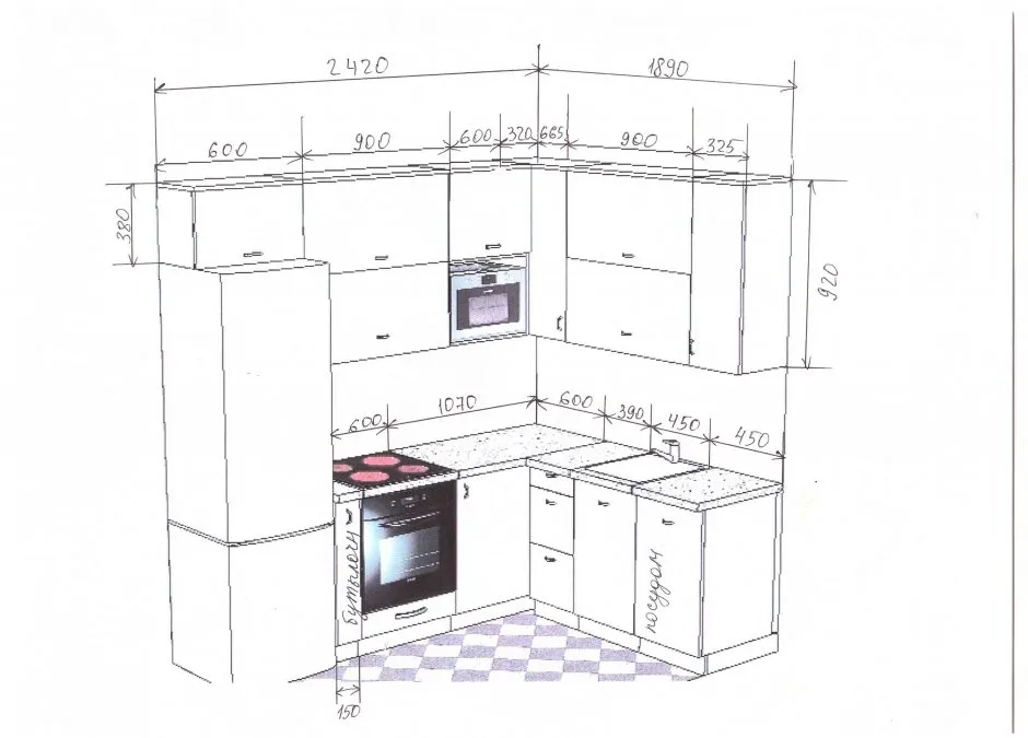Проект кухни угловой